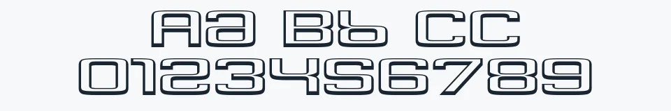 Rzeczywista próbka kroju Yadou — Aa Bb Cc 0123456789