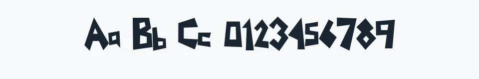 Rzeczywista próbka kroju Yoinks — Aa Bb Cc 0123456789