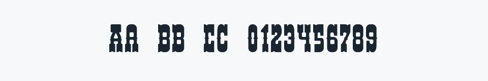Rzeczywista próbka kroju Helldorado — Aa Bb Cc 0123456789