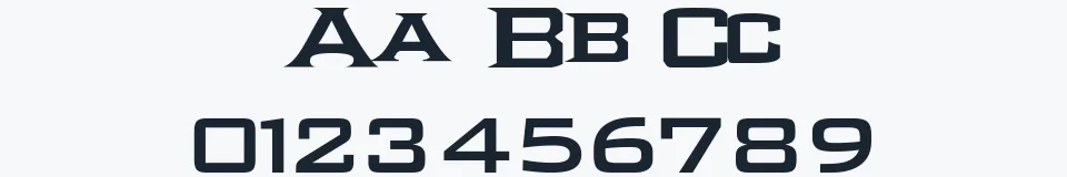 Rzeczywista próbka kroju Ikarus — Aa Bb Cc 0123456789