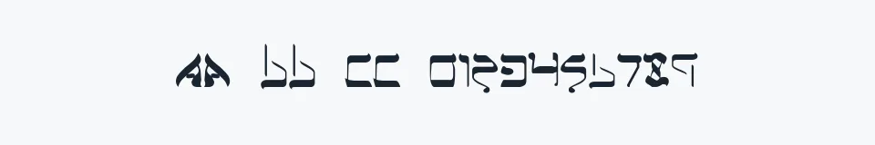 Rzeczywista próbka kroju Jerusalem — Aa Bb Cc 0123456789