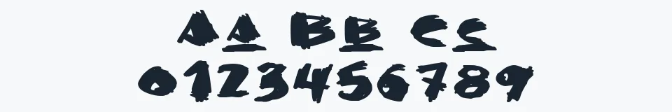 Rzeczywista próbka kroju Krunch Bunch — Aa Bb Cc 0123456789