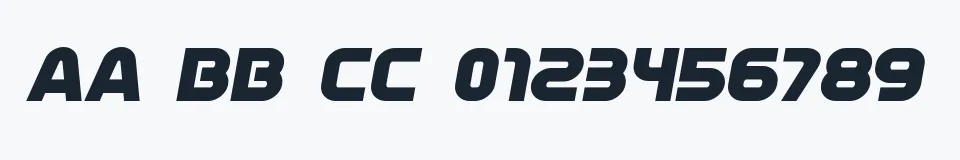 Rzeczywista próbka kroju Mathmos Original — Aa Bb Cc 0123456789