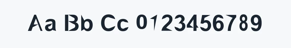 Rzeczywista próbka kroju Brial — Aa Bb Cc 0123456789