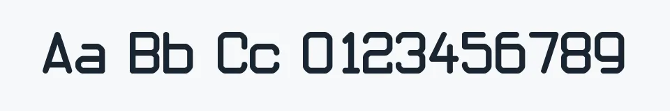 Rzeczywista próbka kroju Oblivious font — Aa Bb Cc 0123456789