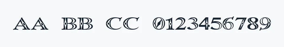 Rzeczywista próbka kroju Occoluchi Italic Outline — Aa Bb Cc 0123456789