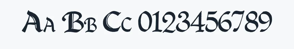 Rzeczywista próbka kroju QuillCapitals — Aa Bb Cc 0123456789