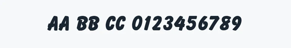 Rzeczywista próbka kroju Bazooka — Aa Bb Cc 0123456789