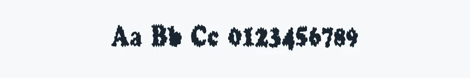 Rzeczywista próbka kroju TooMuchCoffee — Aa Bb Cc 0123456789