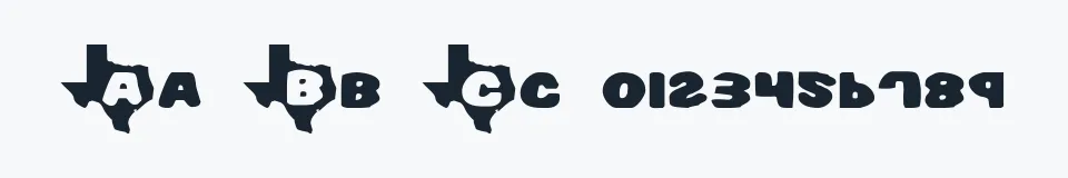 Rzeczywista próbka kroju Texas — Aa Bb Cc 0123456789