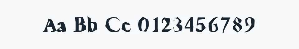 Rzeczywista próbka kroju Ticky font — Aa Bb Cc 0123456789