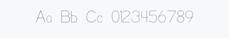 Rzeczywista próbka kroju Trace Font for Kids — Aa Bb Cc 0123456789