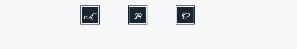 Rzeczywista próbka kroju Wrenn Initials Blocked — Aa Bb Cc 0123456789