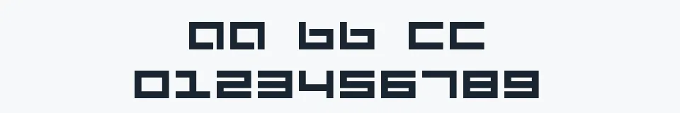 Rzeczywista próbka kroju Mecha — Aa Bb Cc 0123456789