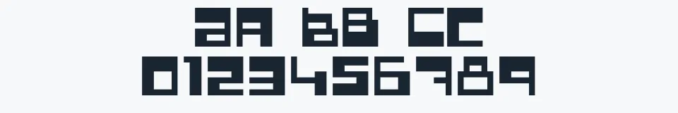 Rzeczywista próbka kroju Pixel Power — Aa Bb Cc 0123456789