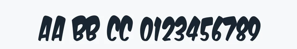 Rzeczywista próbka kroju Komika Boogie — Aa Bb Cc 0123456789