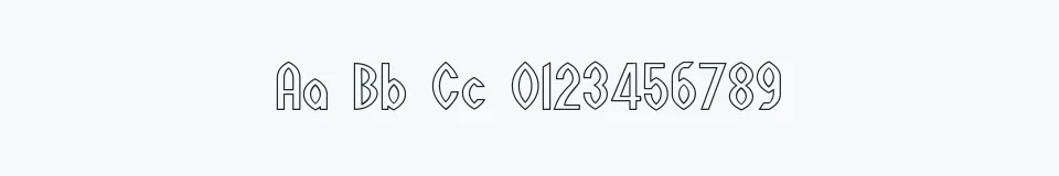 Rzeczywista próbka kroju Wazoo Outline — Aa Bb Cc 0123456789