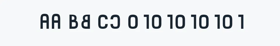 Rzeczywista próbka kroju Binary — Aa Bb Cc 0123456789