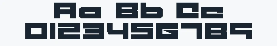 Rzeczywista próbka kroju Blockhead — Aa Bb Cc 0123456789