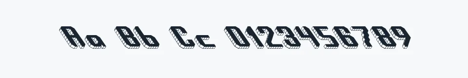 Rzeczywista próbka kroju Block Tilt (BRK) — Aa Bb Cc 0123456789