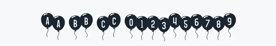 Rzeczywista próbka kroju SF Balloons — Aa Bb Cc 0123456789