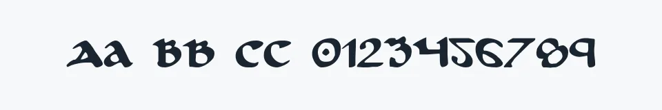 Rzeczywista próbka kroju Cry Uncial — Aa Bb Cc 0123456789