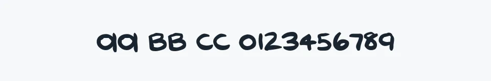 Rzeczywista próbka kroju crayon — Aa Bb Cc 0123456789