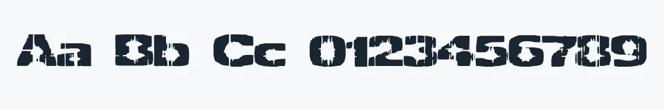 Rzeczywista próbka kroju Decrepit (BRK) — Aa Bb Cc 0123456789