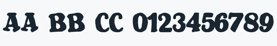 Rzeczywista próbka kroju Blatant — Aa Bb Cc 0123456789