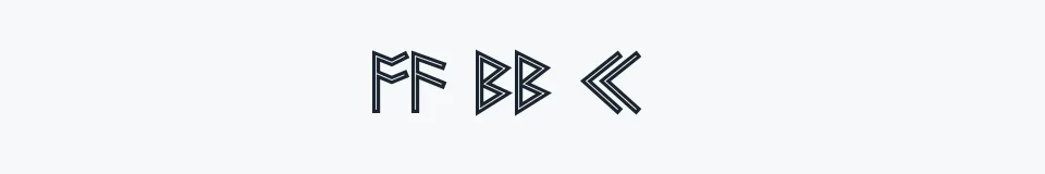 Rzeczywista próbka kroju Futhark AOE — Aa Bb Cc 0123456789