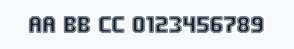Rzeczywista próbka kroju FM University — Aa Bb Cc 0123456789