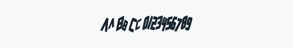 Rzeczywista próbka kroju Zero Gravity — Aa Bb Cc 0123456789