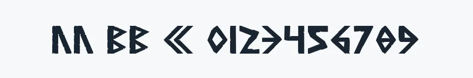 Rzeczywista próbka kroju Simple Runes — Aa Bb Cc 0123456789