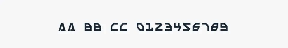 Rzeczywista próbka kroju Scarab Script — Aa Bb Cc 0123456789