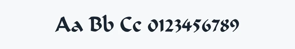 Rzeczywista próbka kroju Calligrapher — Aa Bb Cc 0123456789