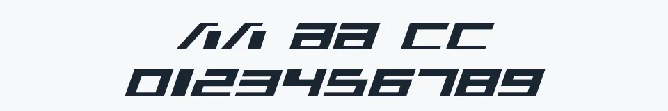 Rzeczywista próbka kroju War Machine — Aa Bb Cc 0123456789