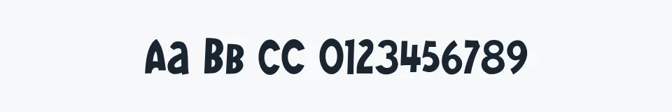 Rzeczywista próbka kroju Wee Bairn — Aa Bb Cc 0123456789