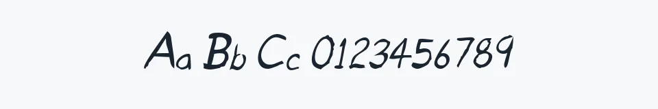 Rzeczywista próbka kroju Untidy Italic Skrawl — Aa Bb Cc 0123456789