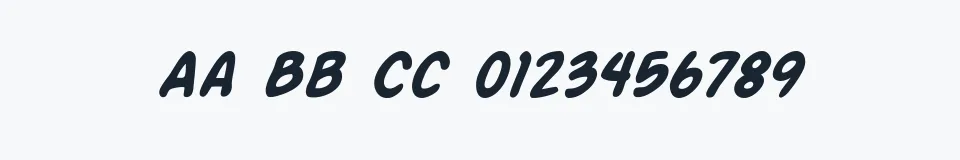 Rzeczywista próbka kroju Action Man Italic — Aa Bb Cc 0123456789