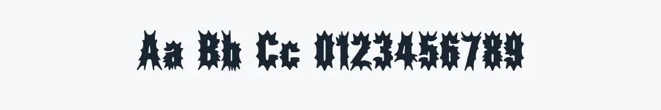 Rzeczywista próbka kroju Aftermath BRK — Aa Bb Cc 0123456789