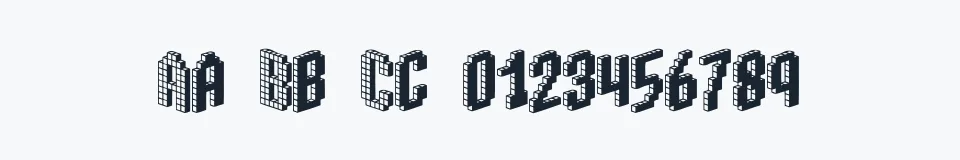 Rzeczywista próbka kroju Blox (BRK) — Aa Bb Cc 0123456789