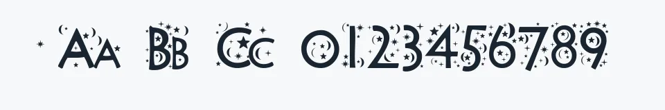 Rzeczywista próbka kroju Night Sky — Aa Bb Cc 0123456789