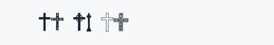 Rzeczywista próbka kroju Christian Crosses — Aa Bb Cc 0123456789