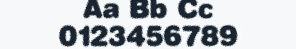 Rzeczywista próbka kroju Dephunked BRK — Aa Bb Cc 0123456789