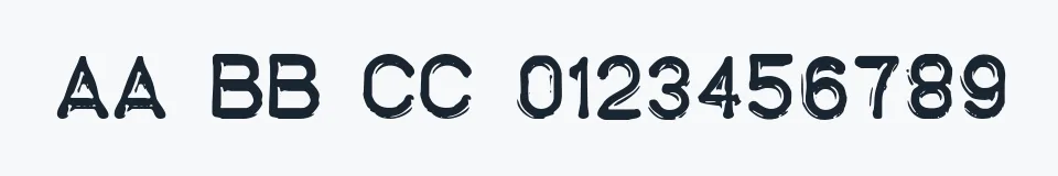 Rzeczywista próbka kroju Embossing Tape 1 BRK — Aa Bb Cc 0123456789