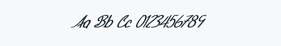 Rzeczywista próbka kroju SF Foxboro Script Italic — Aa Bb Cc 0123456789
