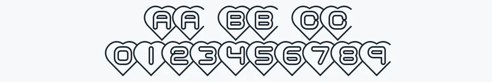 Rzeczywista próbka kroju Hearts BRK — Aa Bb Cc 0123456789