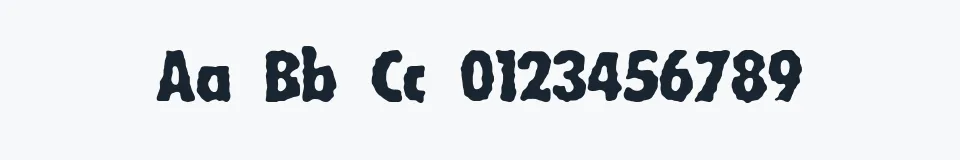 Rzeczywista próbka kroju Wobbly BRK — Aa Bb Cc 0123456789