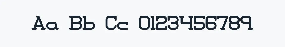 Rzeczywista próbka kroju Xipital BRK — Aa Bb Cc 0123456789