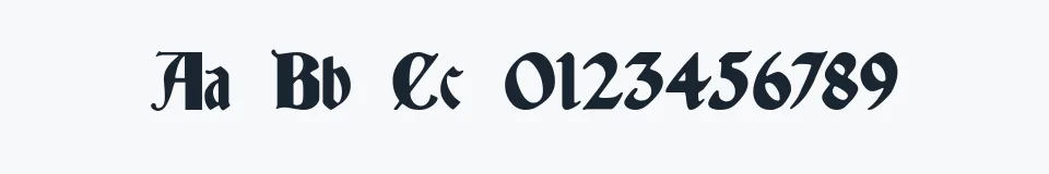 Rzeczywista próbka kroju Deutsch Gothic — Aa Bb Cc 0123456789